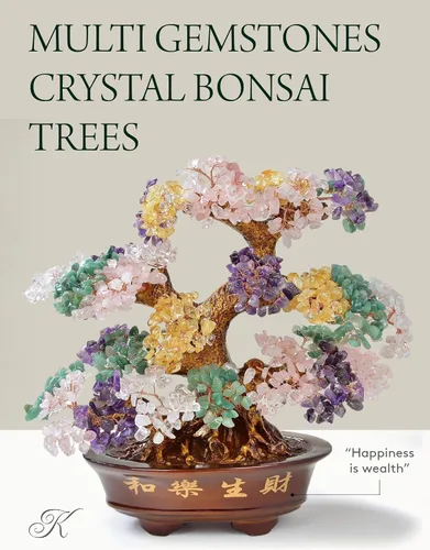 Miniatura 4 de KALIFANO Premium árbol de piedras preciosas – Bonsai Feng Shui Money Tree con propiedades curativas Mixto