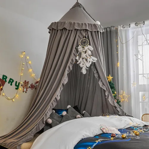 Miniatura 14 de VETHIN Dosel de cama para niñas, Princesa Cúpula Redonda de Ensueño Mosquitera Ropa de Cama Habitación de Niñas Castillo Tienda de Juego Colgante