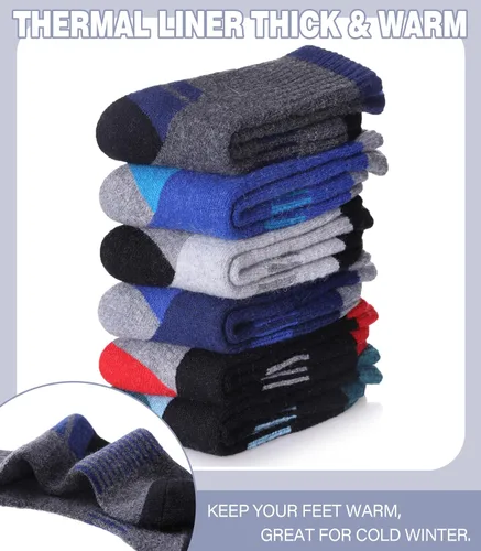 Miniatura 4 de DOSKONI Calcetines de senderismo de lana merino para niños y niñas, para invierno, cálidos, gruesos, térmicos, calcetines de regalo, 6 pares