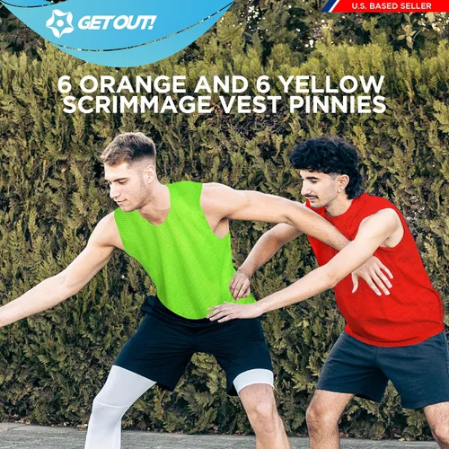 Miniatura 7 de Get Out! Chaleco Scrimmage Pinnies 12pk en rojo y azul - Tallas para jóvenes, adolescentes y adultos - Jerseys de malla de nailon para cualquier