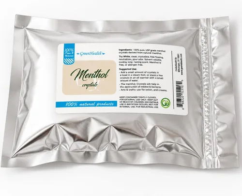 GreenHealth Cristales de mentol de alta calidad, 1 libra (16 onzas), cristales de mentol naturales 100% puros, aroma fuerte a menta, bolsa de