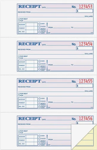 Talonario de recibos de dinero y pagos, 7,63 x 11 pulgadas, 2 partes, sin papel carbón, 4 por página, 200 juegos, Blanco y Canario, (DC1182) de