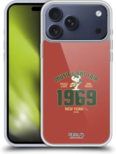 Miniatura 180 de Head Case Designs Funda de gel Woodstock 50th con licencia oficial de Peanuts Snoopy Guitar 1969 [protección de grado militar] compatible con Apple