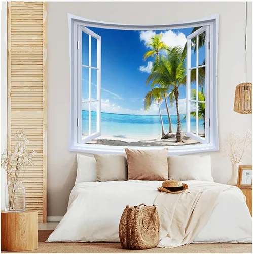 Miniatura 2 de WANLIAN Tapiz de pared de paisajes, tapiz de bosque natural, tapiz de montaña, para decoración de interiores y exteriores, tamaño grande, 59