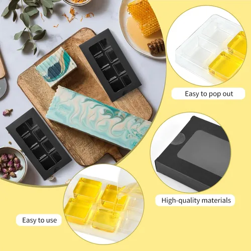 Miniatura 2 de 50 cajas de regalo para cera derretida, molde de plástico con caja, cajas de cera para derretir cera transparente, moldes de cera derretida