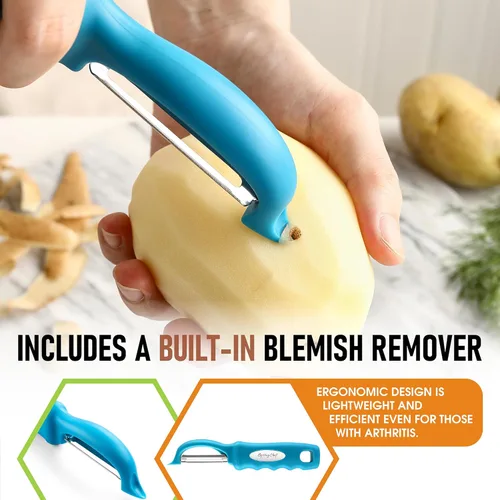 Miniatura 5 de Spring Chef Peladores giratorios de patatas de acero inoxidable para cocina, apto para lavavajillas, pelador de verduras para cocina con mango
