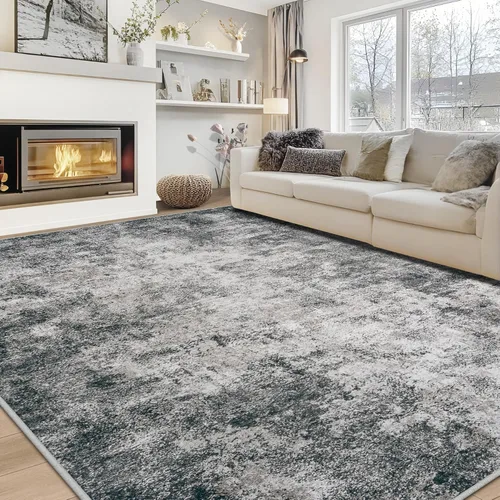 Miniatura 23 de Alfombra lavable de 4 x 6 pies para sala de estar, alfombra grande moderna para comedor y dormitorio, antideslizante, pelo bajo, 4 x 6 pulgadas