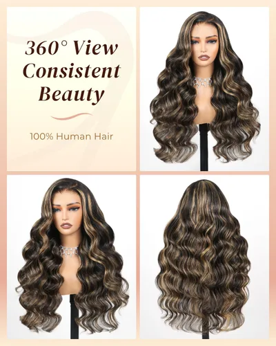 Miniatura 7 de Arabella 5x6 Pelucas listas para usar sin pegamento de cabello humano 1B/27 con encaje frontal resaltado, pelucas de cabello humano con densidad