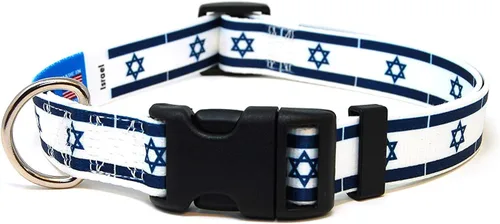 Collar para perro de Israel, bandera de Israel, hebilla de liberación rápida, fabricado en Nueva Jersey, Estados Unidos, para perros medianos, 1