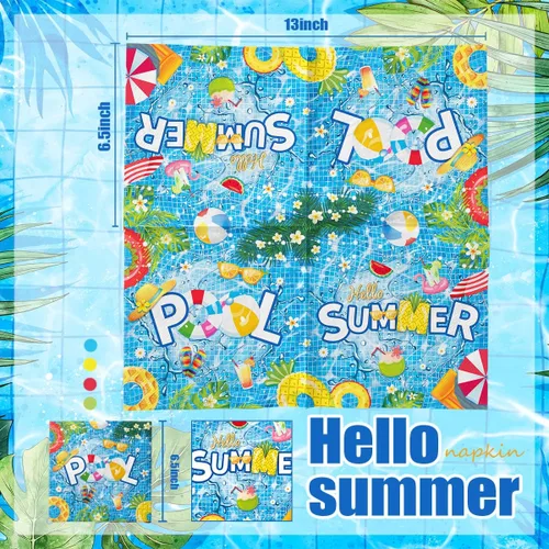 Miniatura 4 de 40 servilletas de verano – Servilletas de papel desechables para fiestas en la piscina, cumpleaños, vacaciones de verano Pool Party