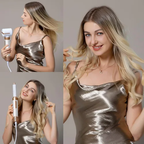 Miniatura 9 de Cepillo Secador de Pelo 7 en UNO, Varita Rizadora Autowrap, Secador de Pelo Iónico Negativo de Alta Velocidad 110,000 RPM con Difusor Concentrador