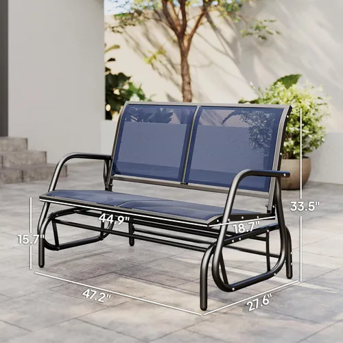 Miniatura 3 de Outsunny Banco columpiador para 2 personas al aire libre, silla mecedora de columpio doble para patio, sillón con marco de acero recubierto de polvo