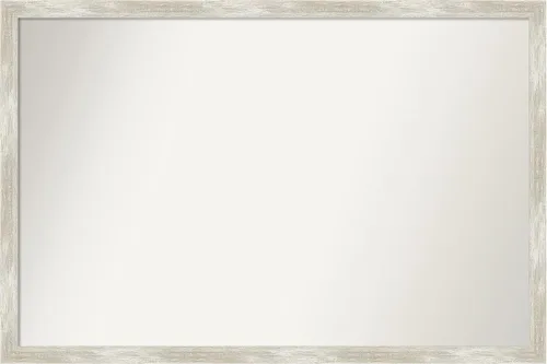 Amanti Art Espejo de baño plateado para sobre el fregadero, 24 x 36 pulgadas, espejo de tocador rectangular estrecho metálico agrietado, marco de