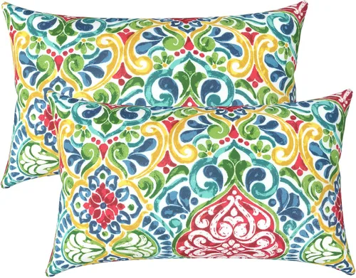 Miniatura 13 de LVTXIII Juego de 2 almohadas lumbares para patio, 12 x 20 pulgadas, resistentes a la decoloración, para exteriores con interiores, cojines lumbares