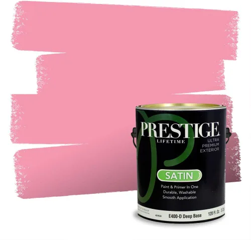 Miniatura 527 de Prestige Paints Pintura exterior e imprimación en uno, 1 galón, plano, coincidencia comparable de Valspar* Amber Rose*