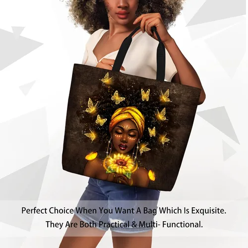 Miniatura 6 de Bolsos de mano afroamericanos para mujer, bolso de arte negro Afro Black Girl Magic Satchel bolsos para gimnasio, escuela, viajes