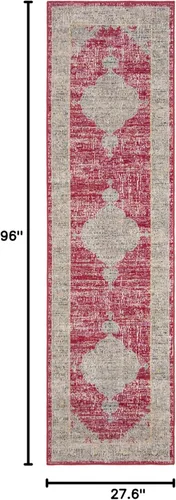 Miniatura 2 de SAFAVIEH Alfombra lavable para exteriores, colección Montage - Alfombra de pasillo de 2 pies 3 pulgadas x 8 pies, rosa y gris, no desprende pelusa