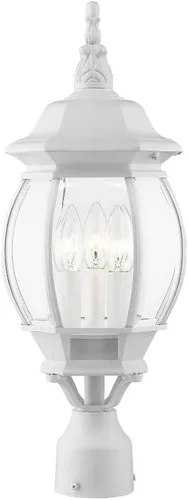 Miniatura 4 de Livex Lighting 7526-14 Frontenac - Lámpara tradicional de 3 luces para exteriores con pantallas de vidrio biselado transparente, 22 x 8 x 22 Negro