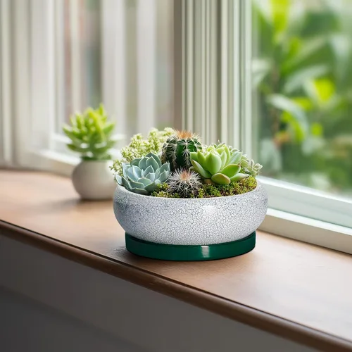 Miniatura 3 de Macetas para suculentas, macetas de cerámica de 6 pulgadas para suculentas en interiores y exteriores, maceta pequeña con orificio de drenaje