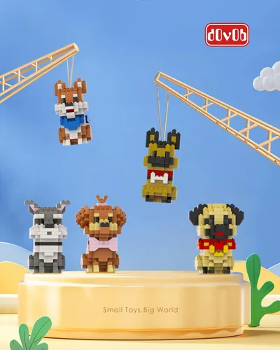 Miniatura 5 de dOvOb Micro Mini Blocks 8 en 1 juego de perros, 1616 piezas de ladrillos, colección de rompecabezas 3D, juguetes de modelo animal como regalo