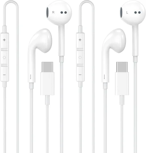 Miniatura 9 de [Certificado MFi de Apple] Auriculares USB C para iPhone 17, 16, 15, paquete de 2 auriculares con cable USB C con micrófono y control remoto