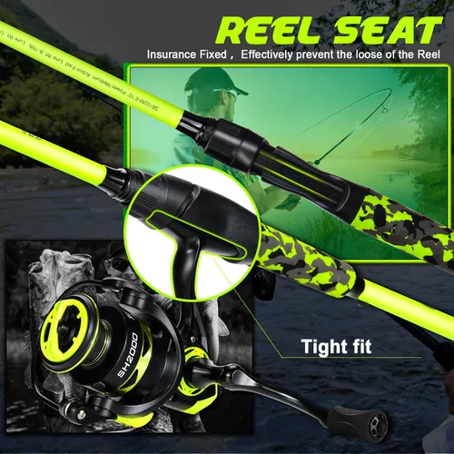 Miniatura 4 de Sougayilang Spinning Combo – 5.2:1 Gear Ratio, 15.6LB Drag, IM7 Graphite 2-Piece Rod, Stainless Steel Guides for Bass, Trout, Redfish