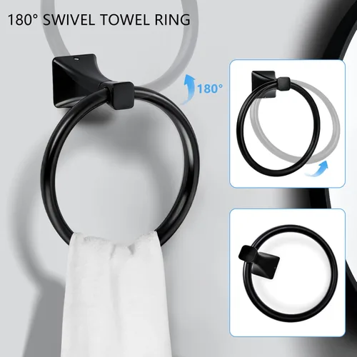 Miniatura 5 de Juego de 5 piezas de accesorios de ferretería para baño, juego de barras para toallas de baño de acero inoxidable SUS304, toalleros de 24 pulgadas