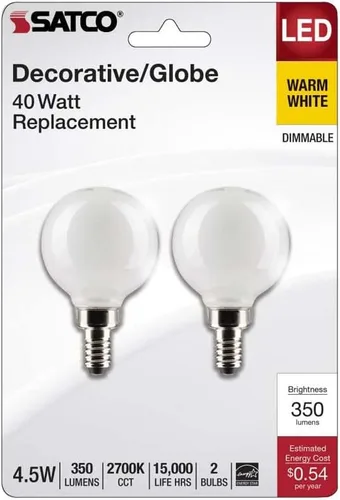 Miniatura 2 de Satco Bombilla LED 21812-4.5G16.5/LED/WH/927/120V/E12/2 Globe (S21812) G16 5 Globe