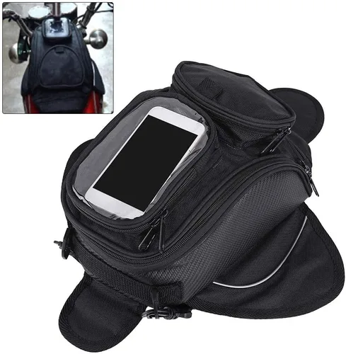 Miniatura 5 de Aramox Bolsa de motocicleta, negro universal motocicleta motocicleta montar fuerte aceite magnético combustible bolsa superior transparente, Popular