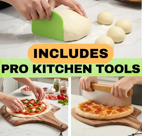 Miniatura 6 de Piedra de cerámica antiadherente para pizza fácil de limpiar, piedras para pizza con asas, cáscara de pizza, cortador de pizza, herramienta de masa