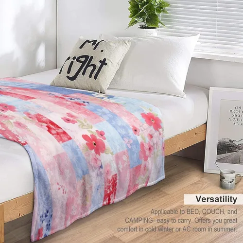 Miniatura 5 de Manta de verano con parches bohemios, vintage, bohemia, acogedora manta de franela para sofá, cama para niños y adultos, 30 x 40 pulgadas, manta