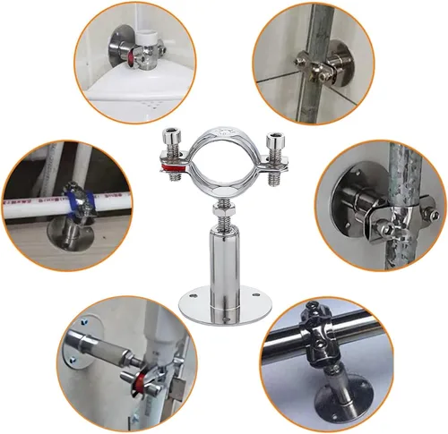 Miniatura 7 de 2 soportes de tubo de montaje en pared y techo, acero inoxidable 304, altura ajustable de 1.18 a 2.36 pulgadas, se adapta a tubos OD de 0.32 a 0.39