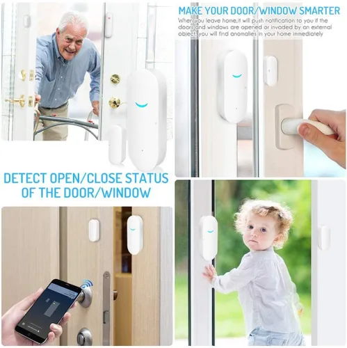 Miniatura 5 de Tuya - Sensores WiFi para puertas y ventanas, alarma inteligente con control de aplicación de notificación gratuita, sistema de alarma de seguridad