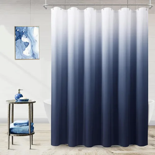 Miniatura 18 de Cortinas de ducha negras para baño, juego de cortinas de ducha de tela texturada ombre, lujo de hotel y spa con 12 ganchos, lavable a máquina