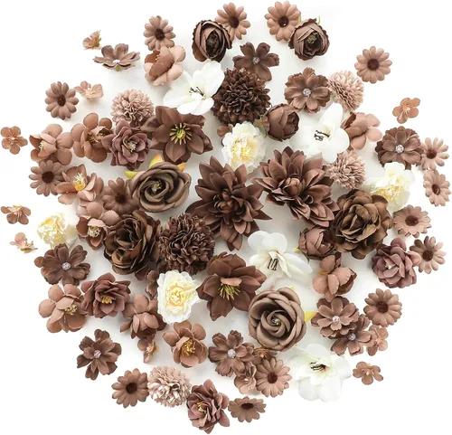 Miniatura 15 de Floroom Mini Cabezas de Flores Artificiales Salvia y Verde Oliva Peonía Falsa Margarita Rosa Multicolor Pequeñas Cabezas de Flores de Seda Sintética