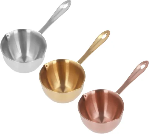 Miniatura 9 de Olla calentadora de mantequilla, olla calentadora de leche de 0.8 cuartos de galón con boquillas de vertido dobles, olla de acero inoxidable para Oro