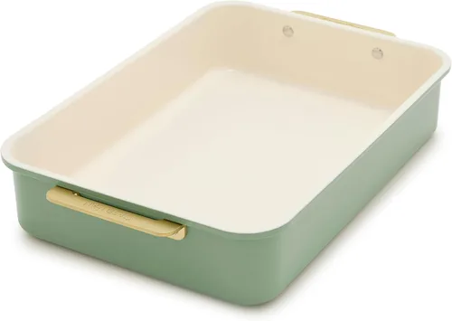 Miniatura 18 de GreenPan Bakeware - Bandeja cuarto de hoja de 13" x 9" pulgadas, bandeja antiadherente de cerámica para hornear, libre de PFAS y BPA, asas doradas