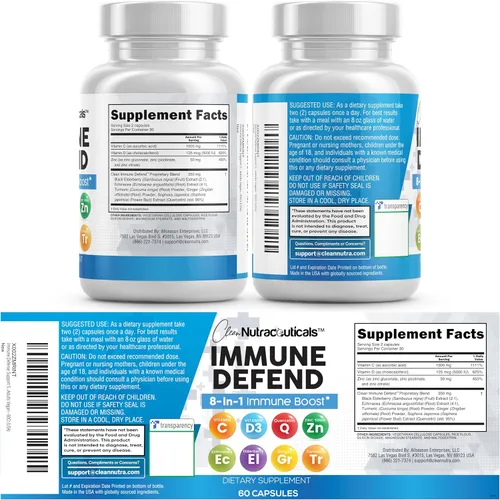 Miniatura 9 de Suplemento de apoyo de defensa inmunológica 8 en 1 con zinc 50 mg de quercetina, VIT C 1000 mg, vitamina D3 5000 IU, saúco, curcumina, jengibre