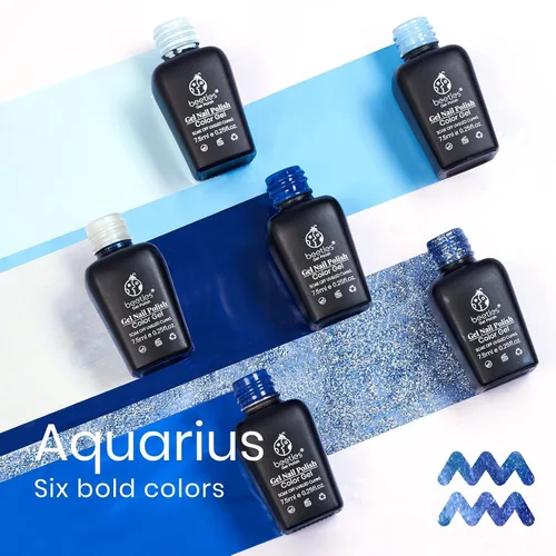 Miniatura 2 de Beetles - Esmalte de uñas de gel azul, 6 colores para bebé, color azul eléctrico con purpurina, colección Aquarius Holy Water, esmalte de gel
