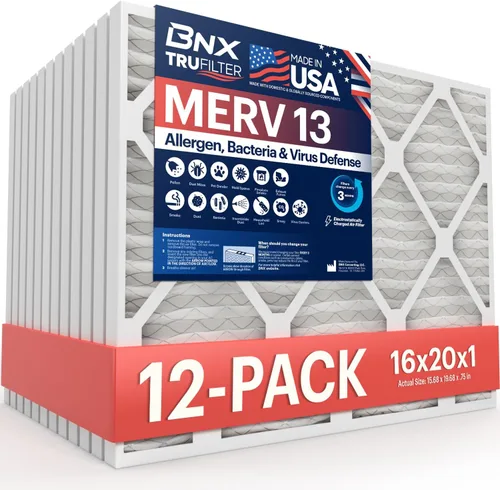 Miniatura 33 de BNX TruFilter - Filtro de aire 10 x 10 x 1 MERV 13, electrostático plisado, para aire acondicionado, HVAC y hornos, para alergias, polen, moho