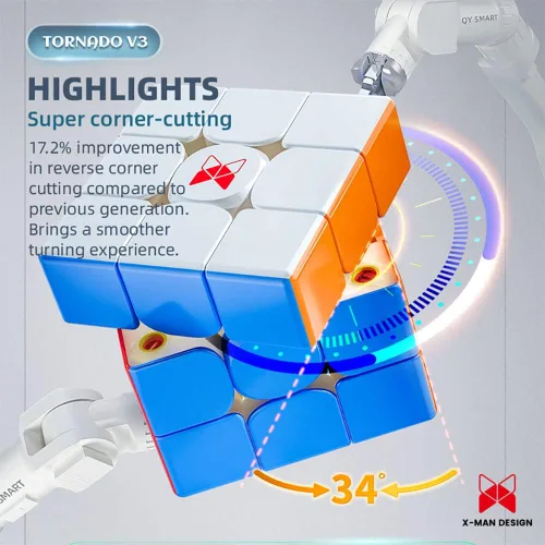 Miniatura 5 de BroMoCube Nuevo QY X Man Tornado V3M Cubo de velocidad magnético QY Toys Tornado V2M Flash Verson actualizado 3x3x3 Cubo de velocidad (estrella)