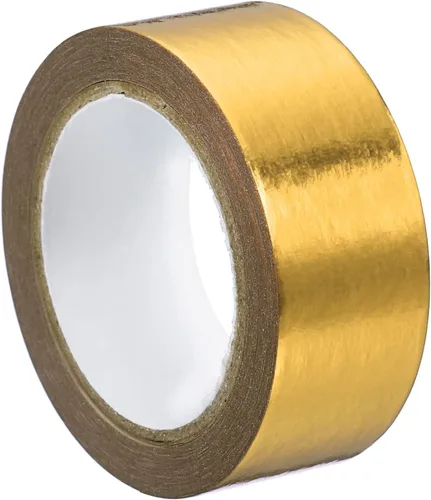 PATIKIL Cinta Washi metálica de 0.591 in x 16.4 ft, 1 rollo de adhesivo autoadhesivo para decoración de manualidades, color dorado