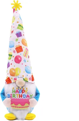 Miniatura 7 de Gnomos de feliz cumpleaños, gnomos de felpa sosteniendo un pastel para decoraciones de fiesta, gnomo hecho a mano para regalos de cumpleaños, Tomte