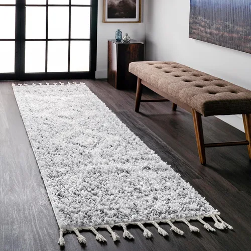 Miniatura 19 de Nuloom Vasiliki - Alfombra cuadrada de 6 pies, diseño de borla, suave y afelpada, resistente a las manchas, fácil de limpiar, duradera