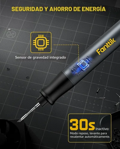 Miniatura 7 de Kit de soldador Fanttik T1 Max, soldador inalámbrico, calentamiento rápido de 7 segundos (390°F-840℉), auto-descanso, 4 puntas de soldadura