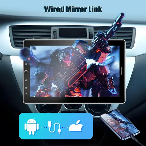 Miniatura 8 de Estéreo de coche de 10.1 pulgadas Single DIN con Carplay inalámbrico, radio con pantalla táctil de 10 pulgadas, compatible con radio AM FM/video