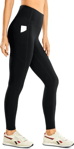 CRZ YOGA - Leggings de entrenamiento cepillados con sensación de desnudez para mujer, de 25 pulgadas, pantalones deportivos para yoga de cintura