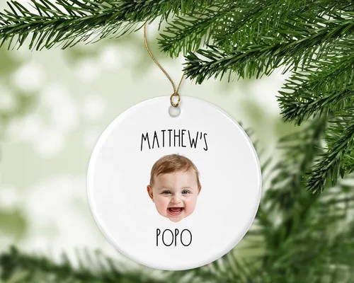 Miniatura 3 de Adorno de foto para bebé, divertido regalo Popo, adorno personalizado para cara de bebé, impreso en un lado