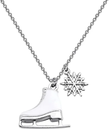 Llavero de patinaje sobre hielo, diseño de patinaje artístico esmaltado, color blanco, para patinar, regalo para los amantes del patinaje