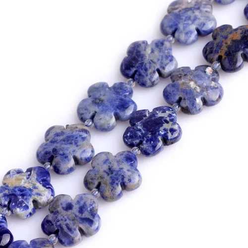 Miniatura 18 de GEM-Inside - 26 cuentas semipreciosas de 0.594 pulgadas (0.591 in) con diseño de flores de plantas naturales de África Bood Jasper para hacer joyas